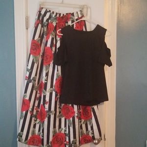 Cold shoulder top with matching maxi skirt